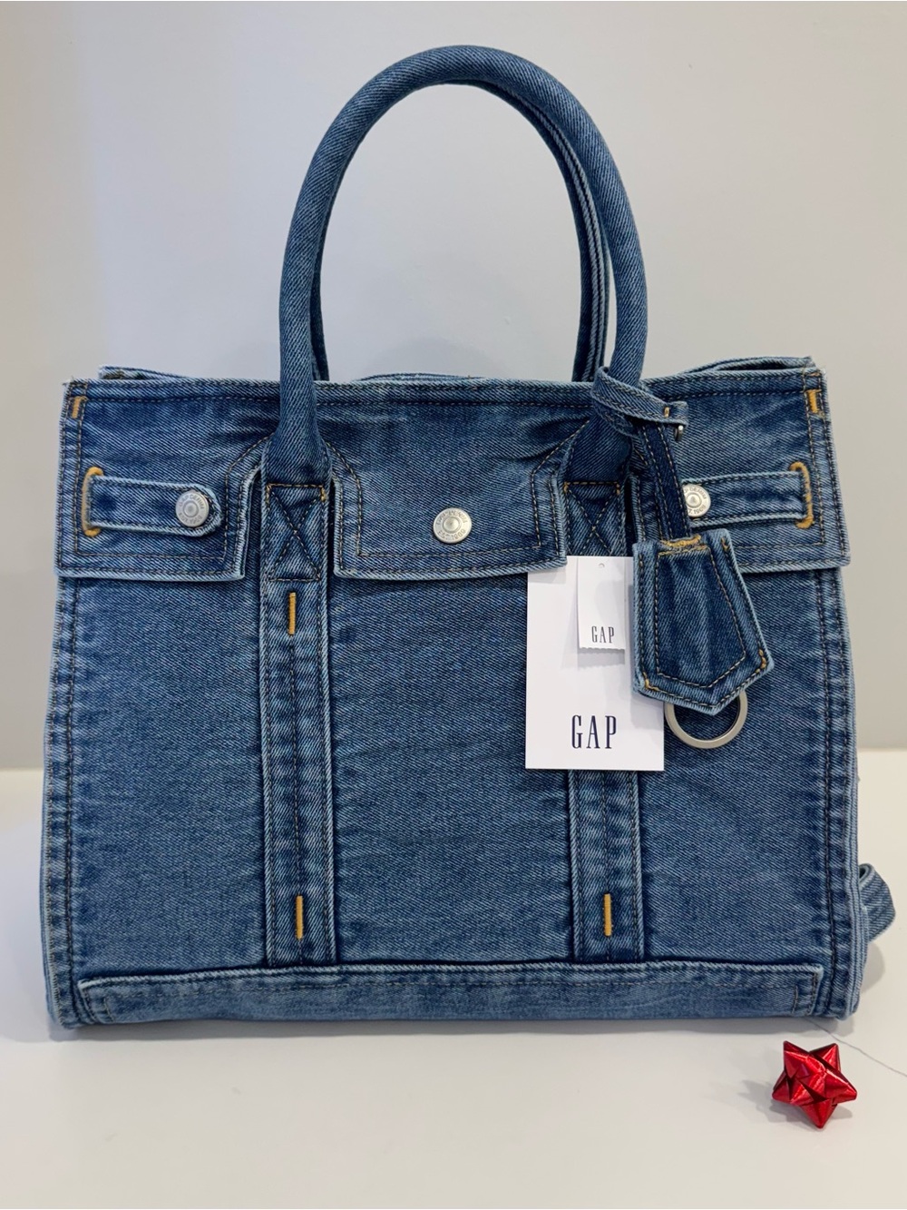 Gap Denim Five Pocket Tote STANDARD Size Medium Wash NWT